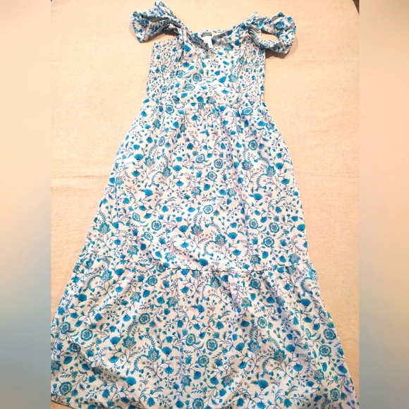 Draper James Floral Blue Sleeveless Dress~ Size: S - Picture 4 of 9